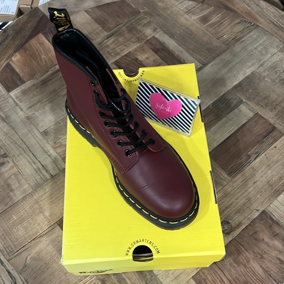 🆕DR MARTENS 1460 SLIP RESISTANT LEATHER LACE UP BOOTS CHERRY RED INDUSTRIAL NWT - Picture 10 of 13